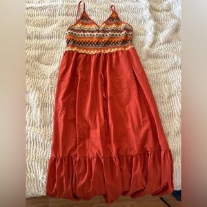 Elegant Orange Patterned Women's Dress